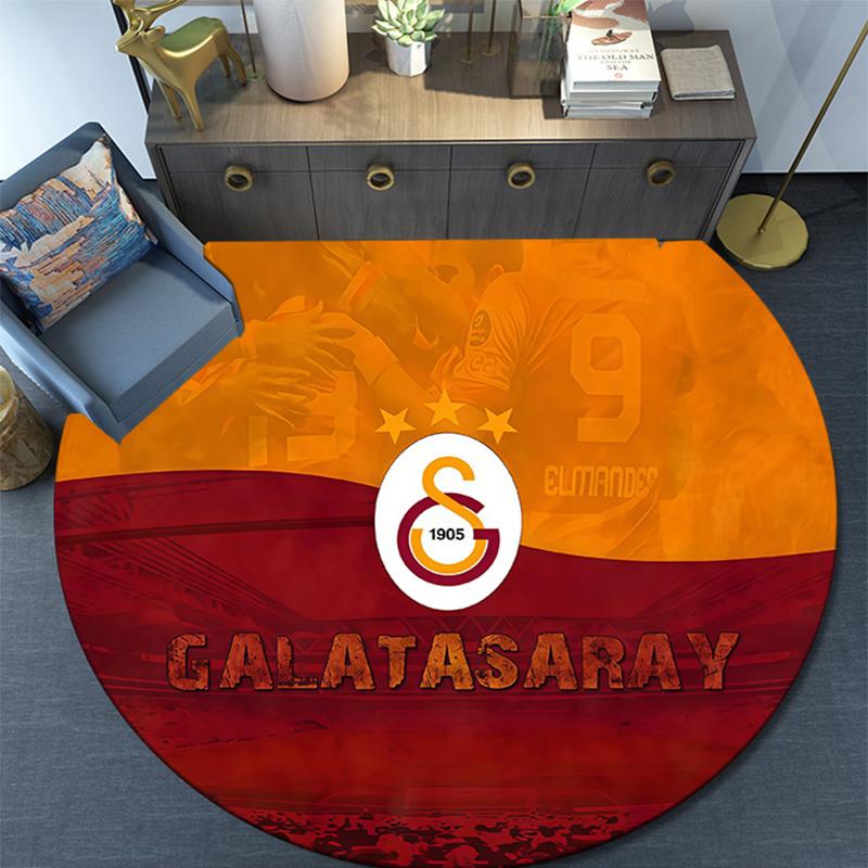 Galatasaray SK Round Area Rug,Carpet Rug for Living Room Bedroom Sofa Playroom Decor,Non-slip Floor Mat