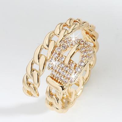 Korean Version of Simple Ring, Women's Full Diamond Personalized Opening Adjustable Inlaid Diamond Ring, Niche High-end Index Finger Ring