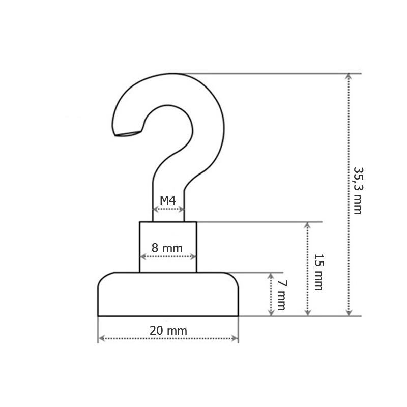 Magnetic Hook Holder 20X7Mm Strong Magnet, Hunter Hanger, Load Capacity 16Kg