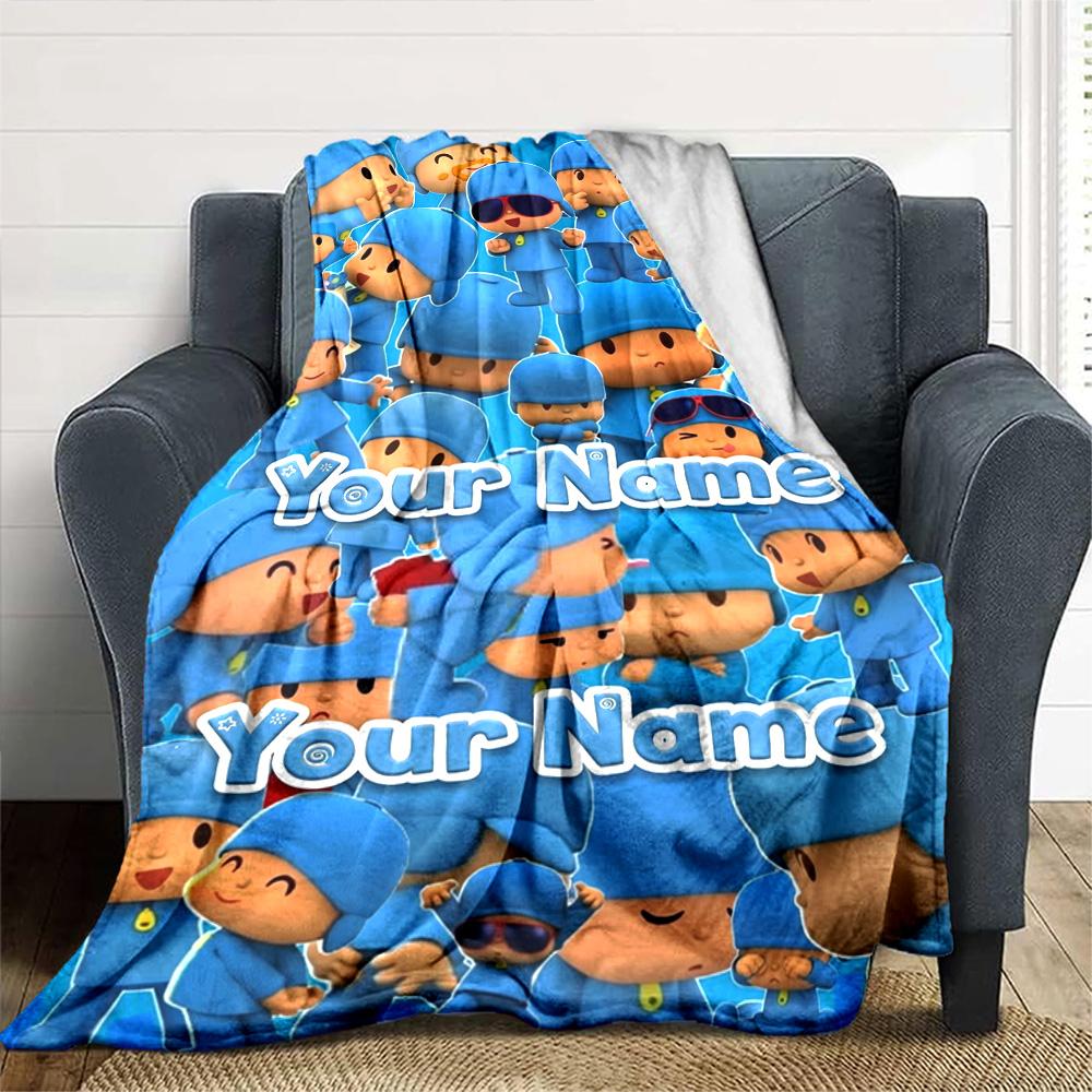 Pocoyo Personalized Name Blanket Cozy Personalized Blanket Comfortable Suitable for Chair Home Decor Picnics Sofa All-Season Use