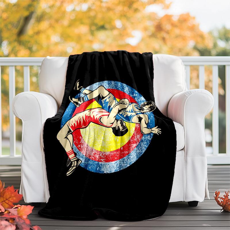 wrestling Theme Printed Blanket - Perfect for Couch, Bed, Travel & Outdoor Use | Machine Washable, Cozy & Durable.