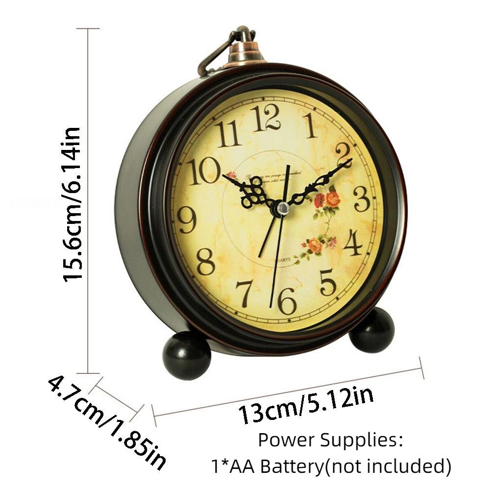 Retro Battery Alarm Clock Hangable Decoration Wall Clock Energy Saving Mechanical Clock  School