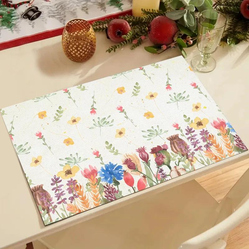 1PC Summer Eucalyptus Placemats for Dining Table Decoration Spring Seasonal Holiday Decoration Vintage Linens Table Mats