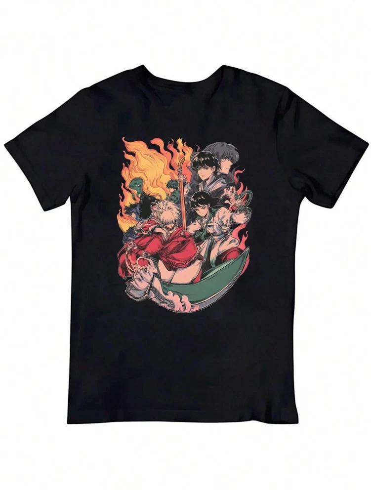 In A Boat With Flames And Smoke Anime TShirt Unisex 16 S