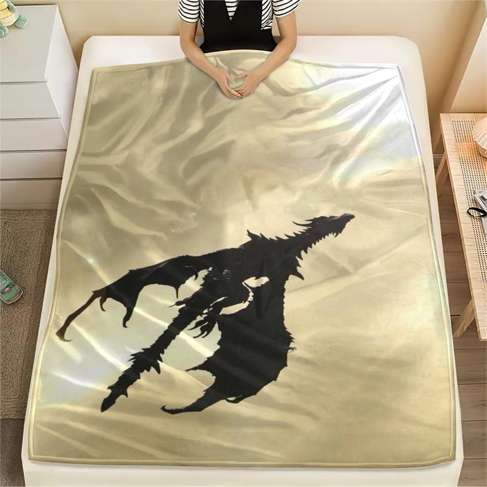 1 szt. Koc Flanelowy z Nadrukiem Skyrim, Wysoka jakość, Wygodny na Wszystkie Pory Roku, Wystrój Domu, Ciepło i Komfort, Idealny na Prezenty Świąteczne167