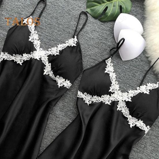 5 Pcs/Set Women Pajamas Suit Nightgown Nightdress Top Shorts Pants Set Silky Satin Lace Patchwork Loose Lace-up Waist Thin Women Homewear Set