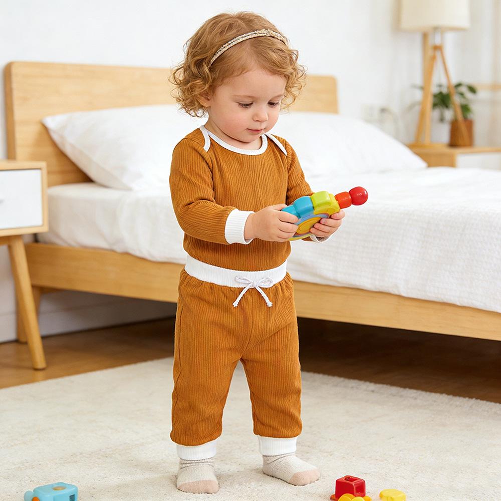 Baby Ribbed Long Sleeve 2-Piece Set Solid for Fall Winter