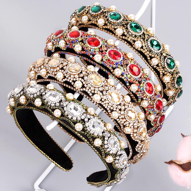 Baroque Style Headband High Cranial Top Spongy Cushioned Headband Elegant Luxury Headband Women's Hair Band