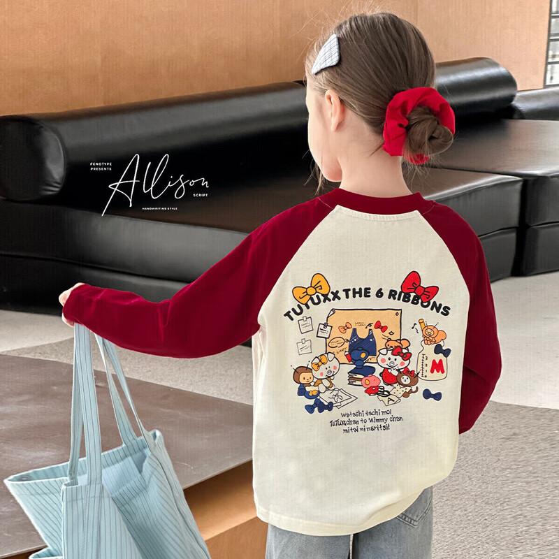 Tutuxiaoxiang Girls  Raglan Long Sleeve Cotton T-Shirt 160