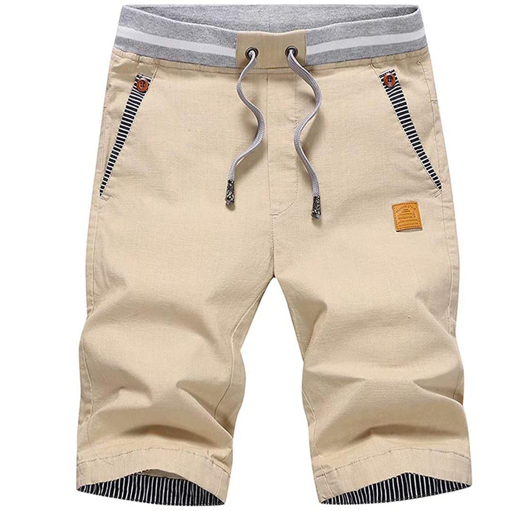 Pantaloni Corti Casual Versatili da Uomo alla Moda con Tasche e Cuciture Lente