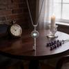 Classic Moon Goddess And Star Glass Necklace With Alloy Pendant For Women And Men