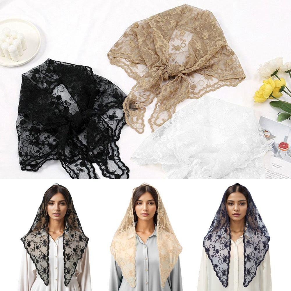 Floral Lace Triangle Scarf Soft Headband Hair Band Fashion Bandana Kerchief  for Women