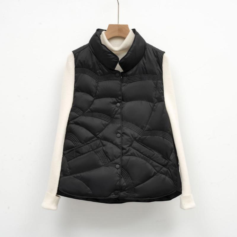 

Feather women s stand-up collar vest women s vest women s new down jacket autumn and winter sleeveless warm retro S чёрный