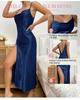 Estilo Europeu e Americano Cor Sólida Sexy Camisola Longa de Seda Gelo