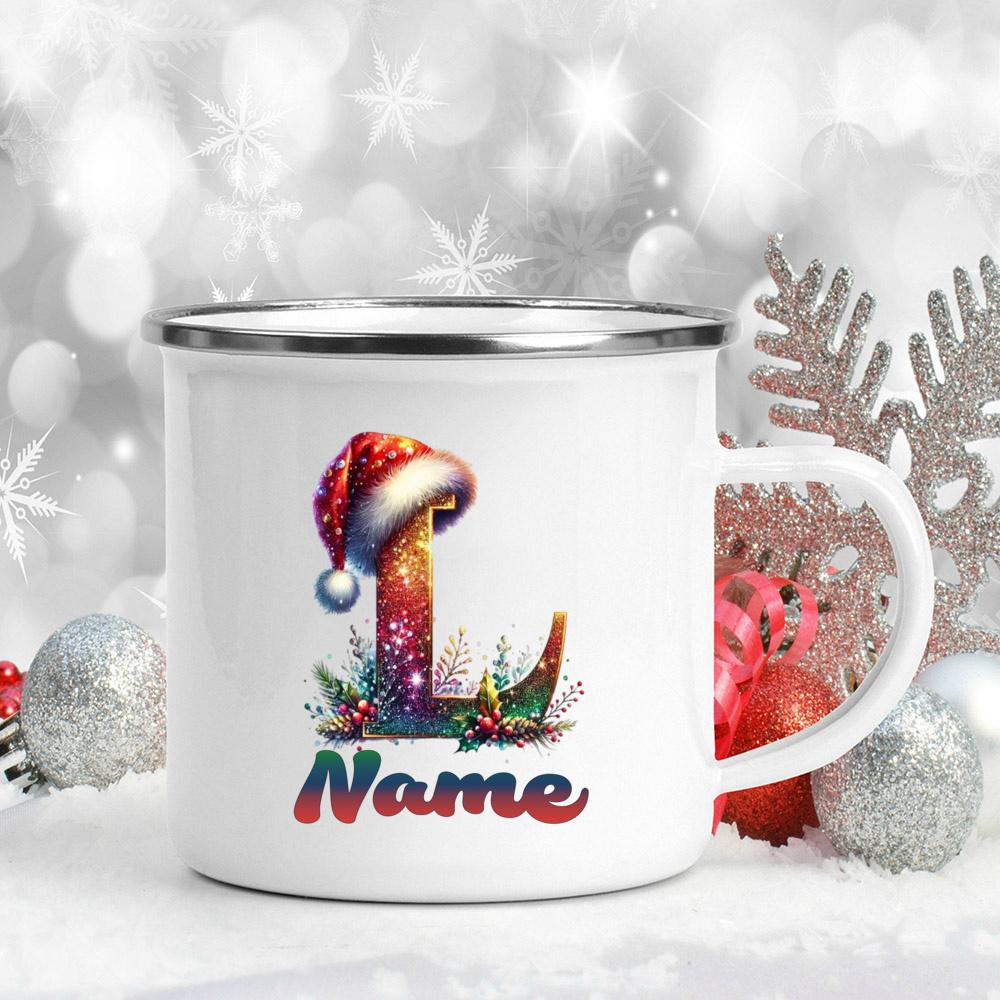 Personalized Cup Custom Name 26 Letter Juice Coffee Enamel Cups Large Capacity Mugs Christmas Gifts
