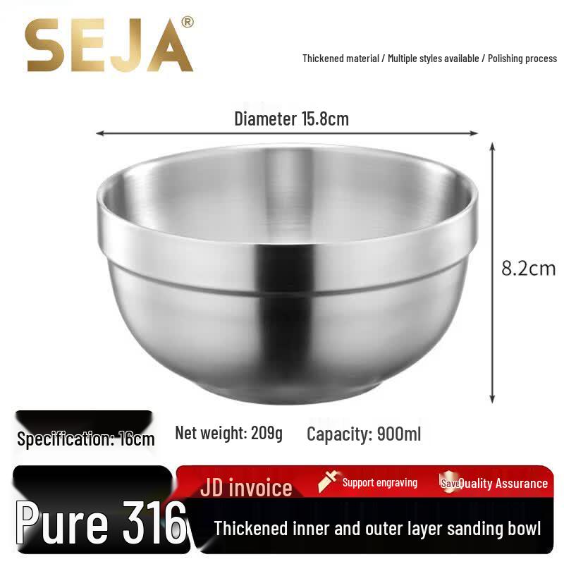 SEJA 316 Stainless Steel Double-Layer Anti-Scald Bowl