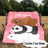 Custom Name Brown Bear Heart Love  Blanket  Ideal Bedding Blanket Perfect for Travel, Camping, Living Rooms, Offices, Sofas, Fan Christmas gift