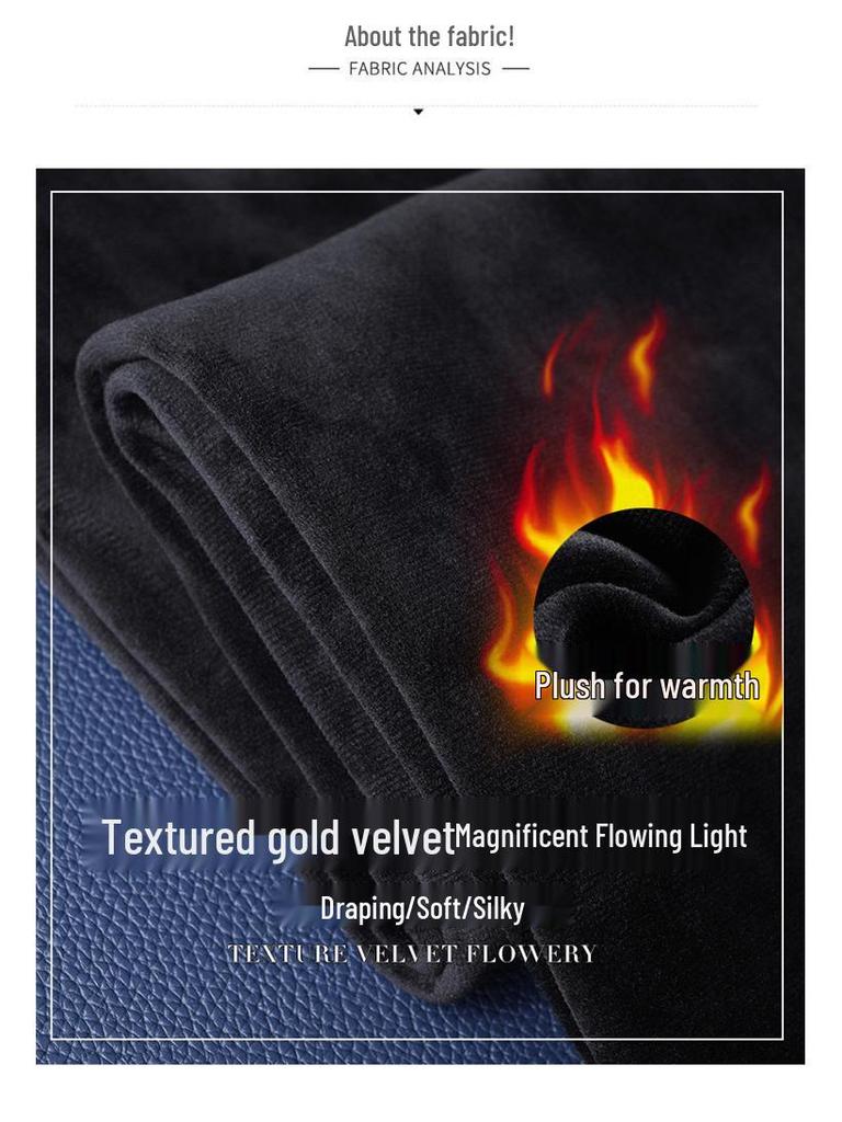 2023 Dámské nadměrné kalhoty s vysokým pasem a širokými nohavicemi podšité fleecem ze zlatého sametu - Podzimní/Zimní kolekce