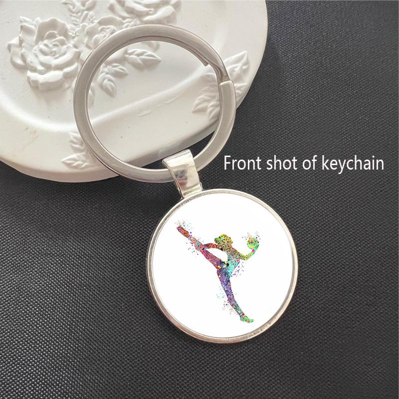 Rhythmic Gymnastics Time Gem Keychain Pendant - Alloy Keyring Ornament Gift