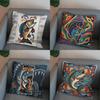 2D Colorful Fish Pattern Throw Pillow Cover Pattern Cushion Cover Suitable For Sofa Bedroom Car Pillow Cover
