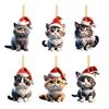 Christmas Cat Ornament 2D Acrylic Cute Cat Xmas Tree Pendant