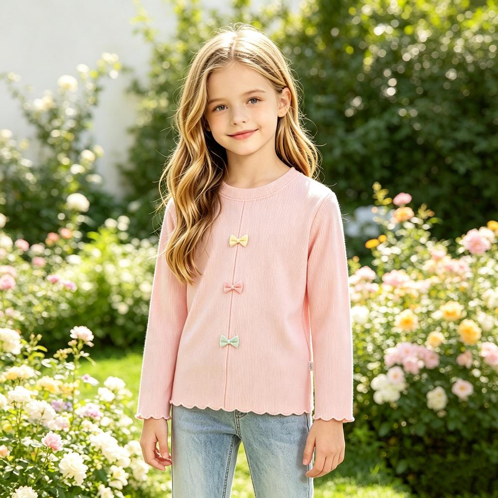 Kids Boys Girls Long Sleeve T-Shirt Color Casual Basic Tee for Daily Wear