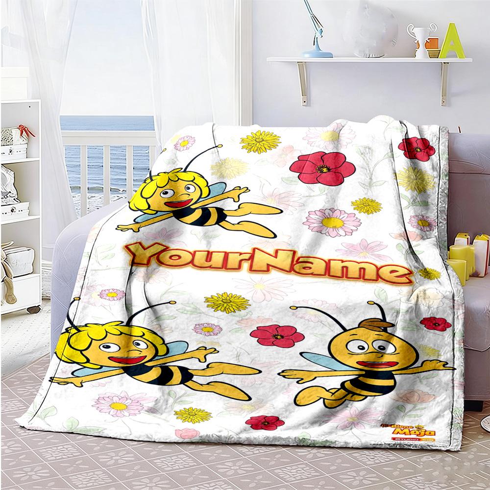 Biene Maja Customize Text Blanket Throw Customizable Blanket Ultra-Soft Versatile for Sofa Livingroom Bedding Chair Four Seasons Multipurpose