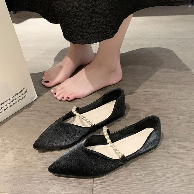 With skirt women's pointed flat shoes Mary Jane shoes spring and autumn new single shoes