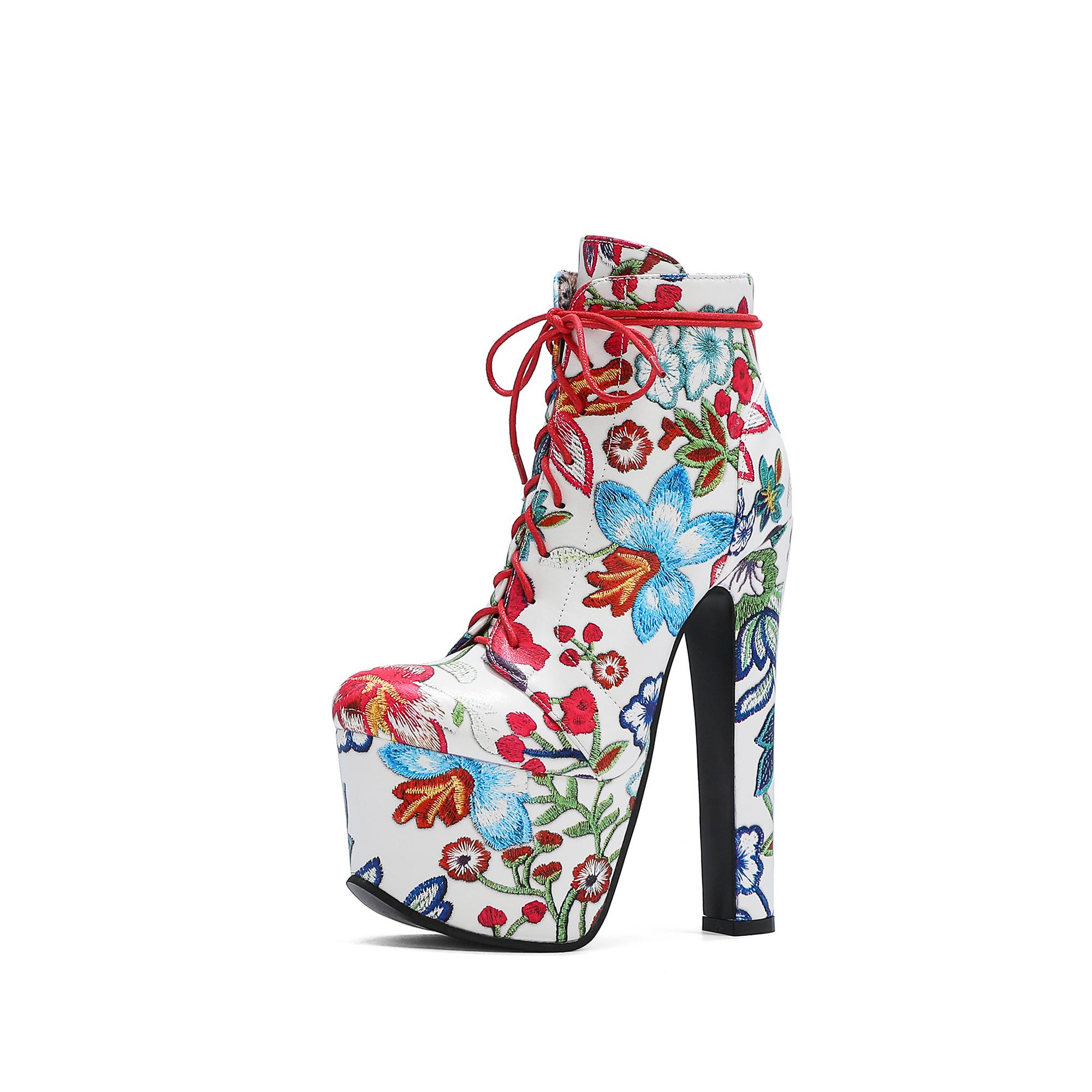 

Q/L8/женские короткие ботинки на высоком каблуке, осенне-зимние новые непромокаемые женские ботинки большого размера на платформе и толстом каблуке 34 красный