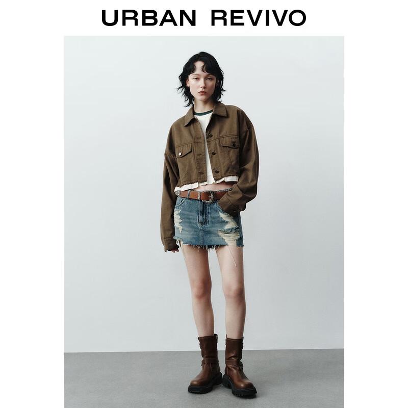 UR Women's Retro Color-block Faux Two-piece Jacket