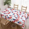 Independence Day Flower Wreath Waterproof Rectangular Tablecloth Red Blue Flower Star USA Flag Tables Cover for Dinner Kitchen