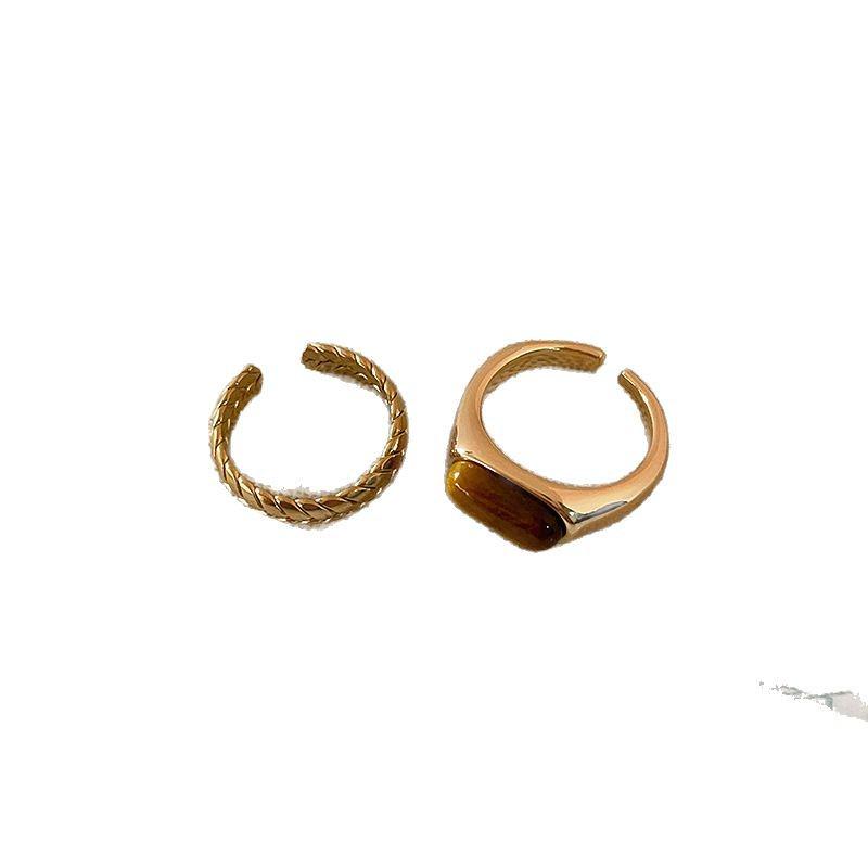 Elegant Tiger's Eye Wheat Ear Open Ring for Women