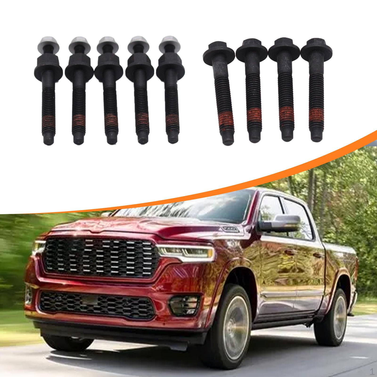 

9 Pieces Exhaust Manifold Bolts 6510141AA 6510140AA Stud Nuts for Aspen 5.7L