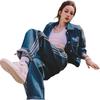 adidas Oryginalna kurtka dżinsowa Originals Trefoil Cherry Blossom edycja limitowana z nadrukiem logo jednorzędowa z długim rękawem odzież wierzchnia damska indigo IP3767