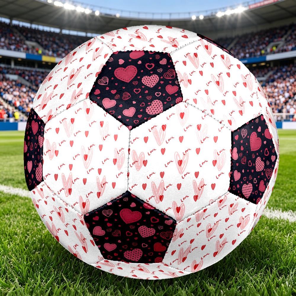 1PC Love Hearts Heart Soccer Ball Size 5 Football Machine Sewn Indoor/Outdoor Universal Football A2