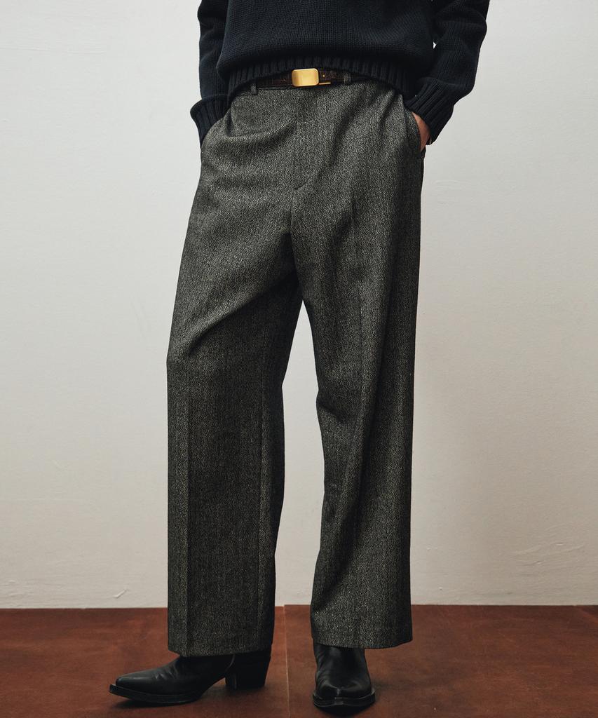 NOIRER Shining Wool Semi High-Waisted Pants (Gray)