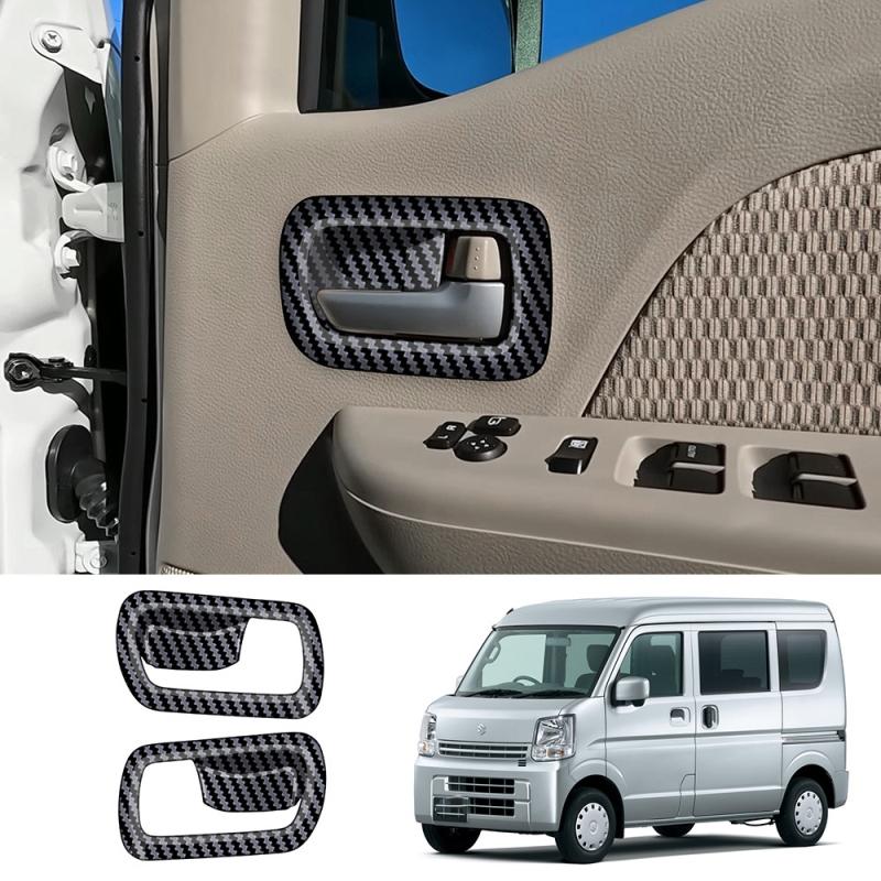 FOR SUZUKI EVERY 2024 2025 ABS Carbon fiber black Car Inner Door Handle door Bowl cap Covers Trims Stickers Interior Accessories