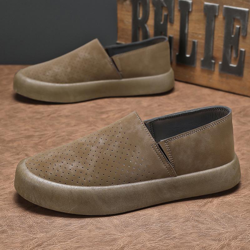 

Мужские лоферы 2025Новые замшевые повседневные туфли Дышащие сетчатые туфли для мужчин Удобная обувь для вождения Мокасины Слипоны Обувь на платформе 39 коричневый