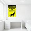 Caution Beware of Coyotes Metal Tin Sign, Rectangular Black Border High-Visibility Warning Sign with Coyote Silhouette, for Home