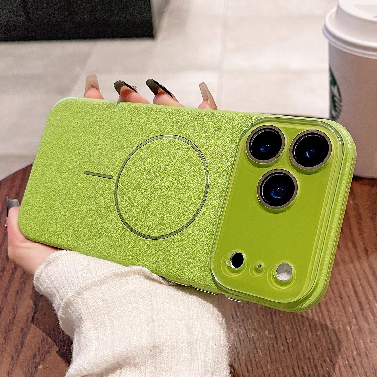 

iPhone 17 Pro Max Lychee Texture Magnetic Case with Apple 16 Lens Film, Hard Anti-Drop Protection 16 PLUS
