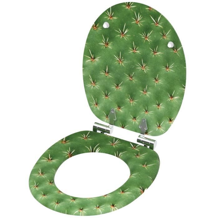 Tapa de WC - cactus - cierre suave - madera - verde - fijación universal