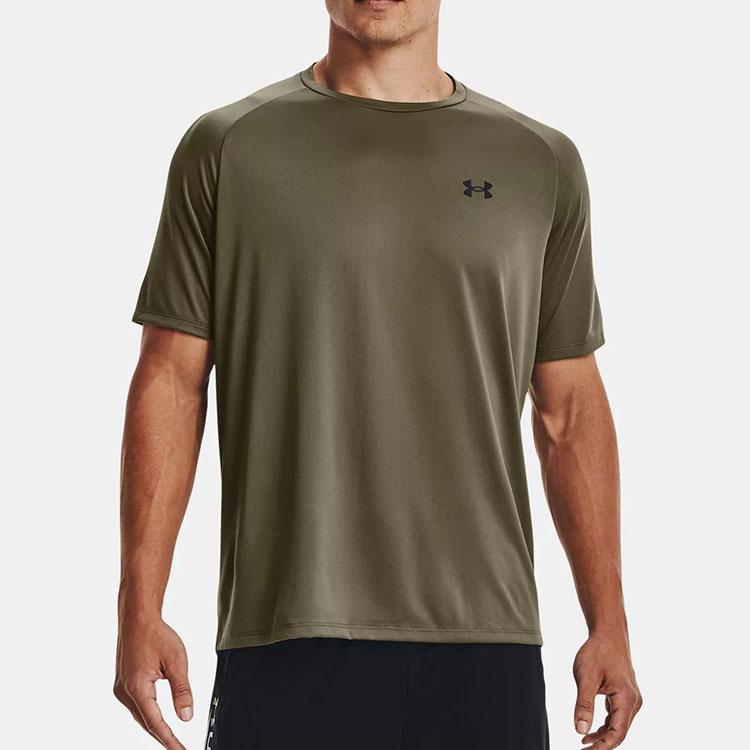 Under Armour Solid Logo Training Sports T-Shirt Men Tops Tent-Green 1326413-361