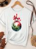 (Asian Size)  Merry Christmas Tee Top festival New Year Holiday Casual lovely letter trend Women Print Lady Short Sleeve Fashion Graphic T-shirts