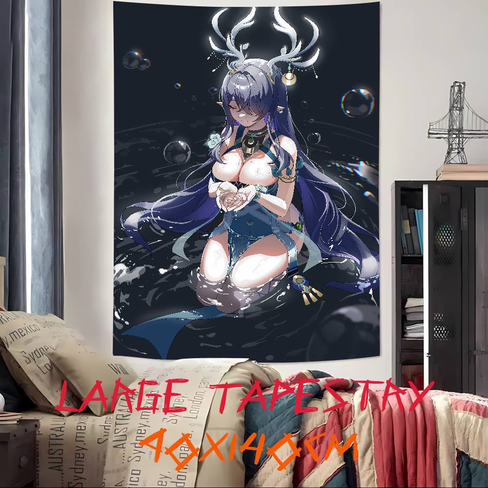 Kawaii Pretty Hot Girl Lauma Cool Video Gaming Tapestry Wall Hanging Art Decoration Aesthetic Background Cloth Birthday Gif
