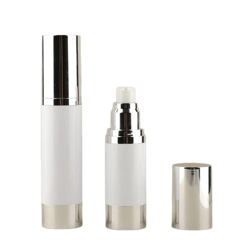 Electroplated Silver Vacuum Lotion Bottles: 15/30/50ml Refillable Skincare Containers