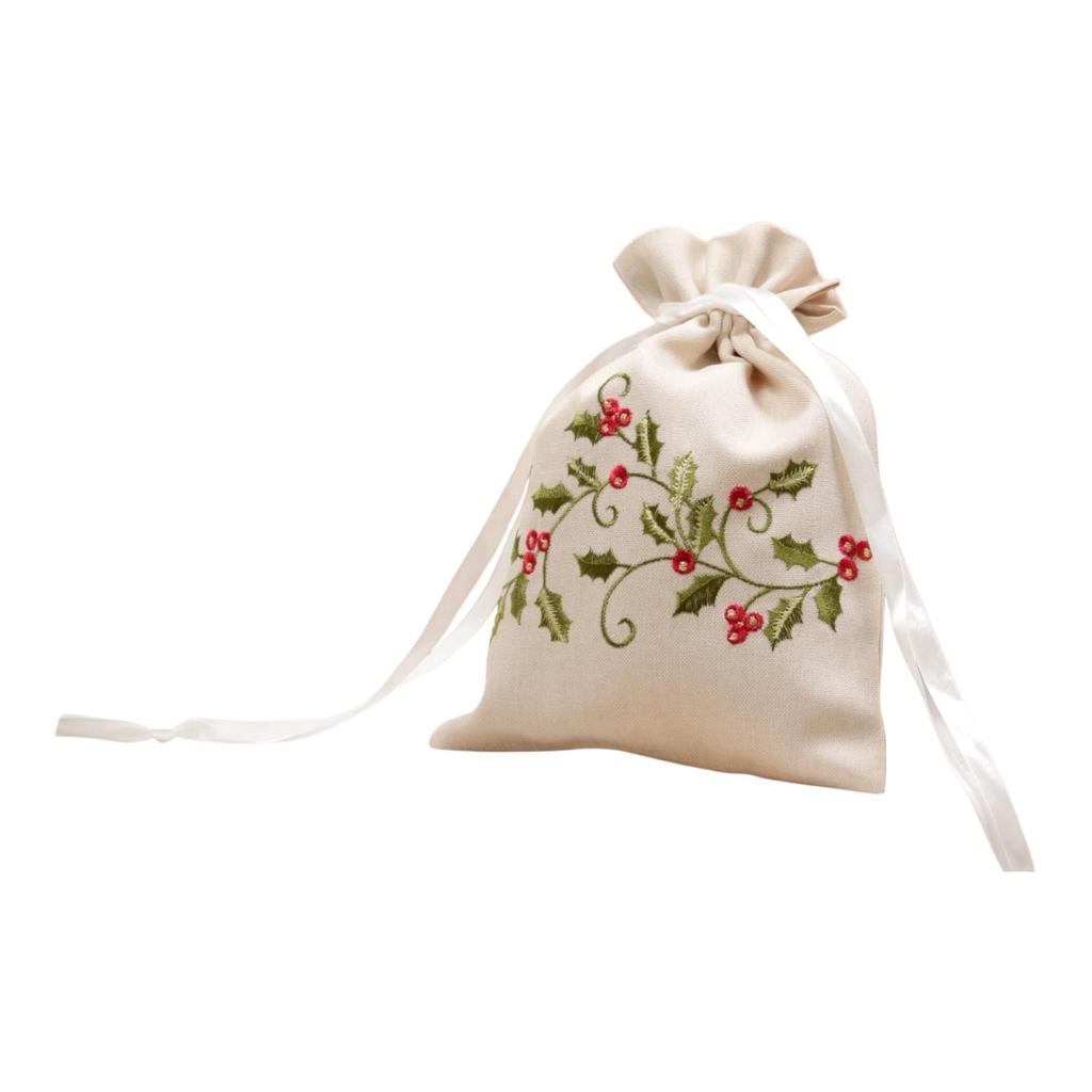 Vivienne (Vivienne) [Holly Drawstring Bag, 18 X 25cm, Beige] Salunoel Series Christmas Pouch, Small Item Storage Bag QWJ24W440-PB