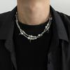 Trend Hiphop Stainless Steel Chain Love Heart Necklace for Women Men Punk Metal Silver Color Beaded Choker Neckalce Jewelry Gift