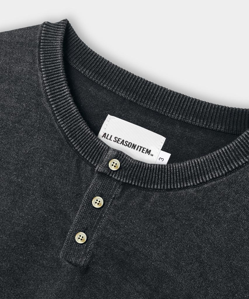 Dimiteulibeullaeg Daily Washable Pigment Henley Neck Round Knit_Charcoal