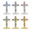 Standing Cross Figurine Decorative Catholic Christian Religious Sculpture for Entrance Office Mantels Living Room Christmas