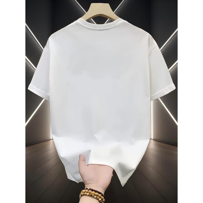 European sizes Cotton T-Shirt, Men'S Casual Everyday Top, Round Neck Short Sleeves, Fan-Blowing Puppy Pattern Print